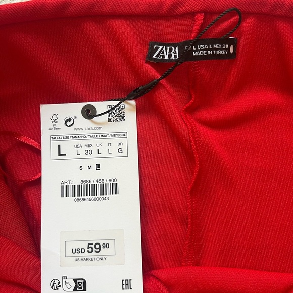 NWT Zara Red Strapless Fluid Jumpsuit size Large - Picture 2 of 8